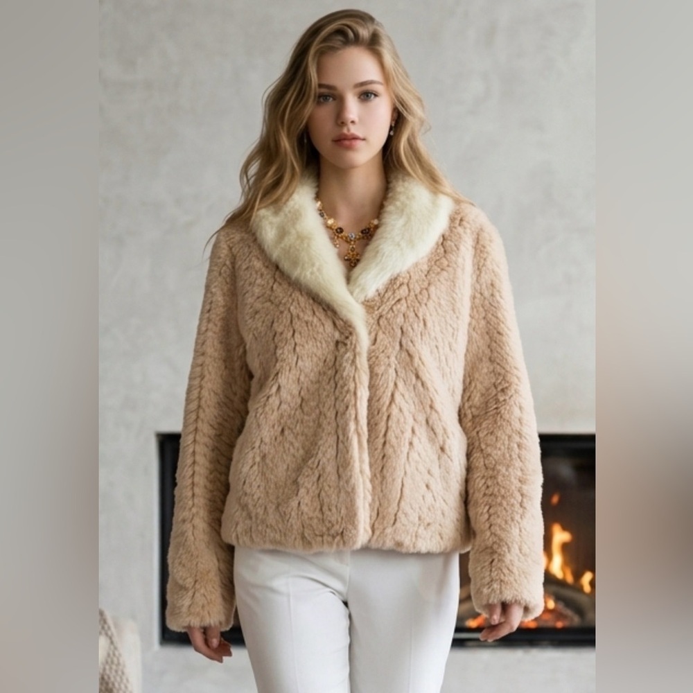 Luxury Cream Faux Fur Jacket for Women